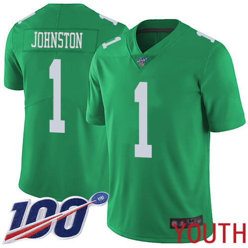 Youth Philadelphia Eagles 1 Cameron Johnston Limited Green Rush Vapor Untouchable NFL Jersey 100th